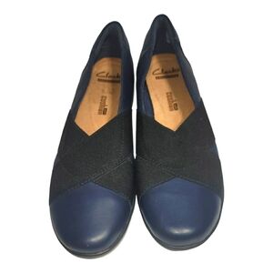 Clarks Women's Slip-ons Blue Sz 6 Casual Soft Cushion Flats